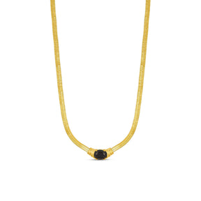 Colar com Pedra de Onix Banhado a Ouro 18K