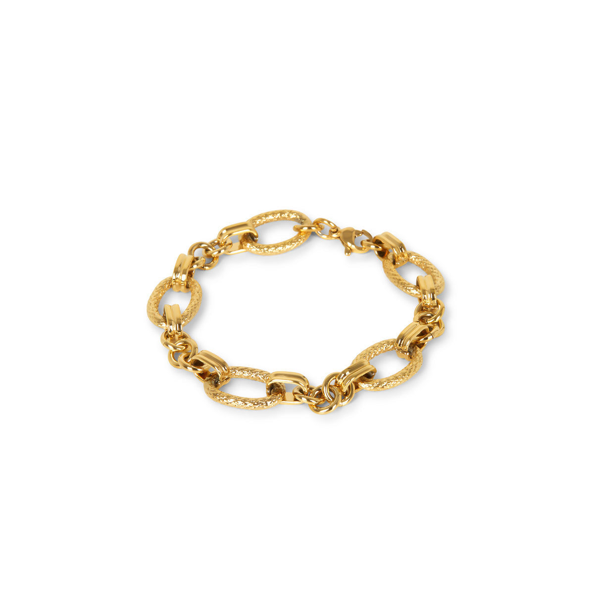 Pulseira de Corrente Texturizada Banhada a Ouro 18k