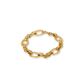 Pulseira de Corrente Texturizada Banhada a Ouro 18k