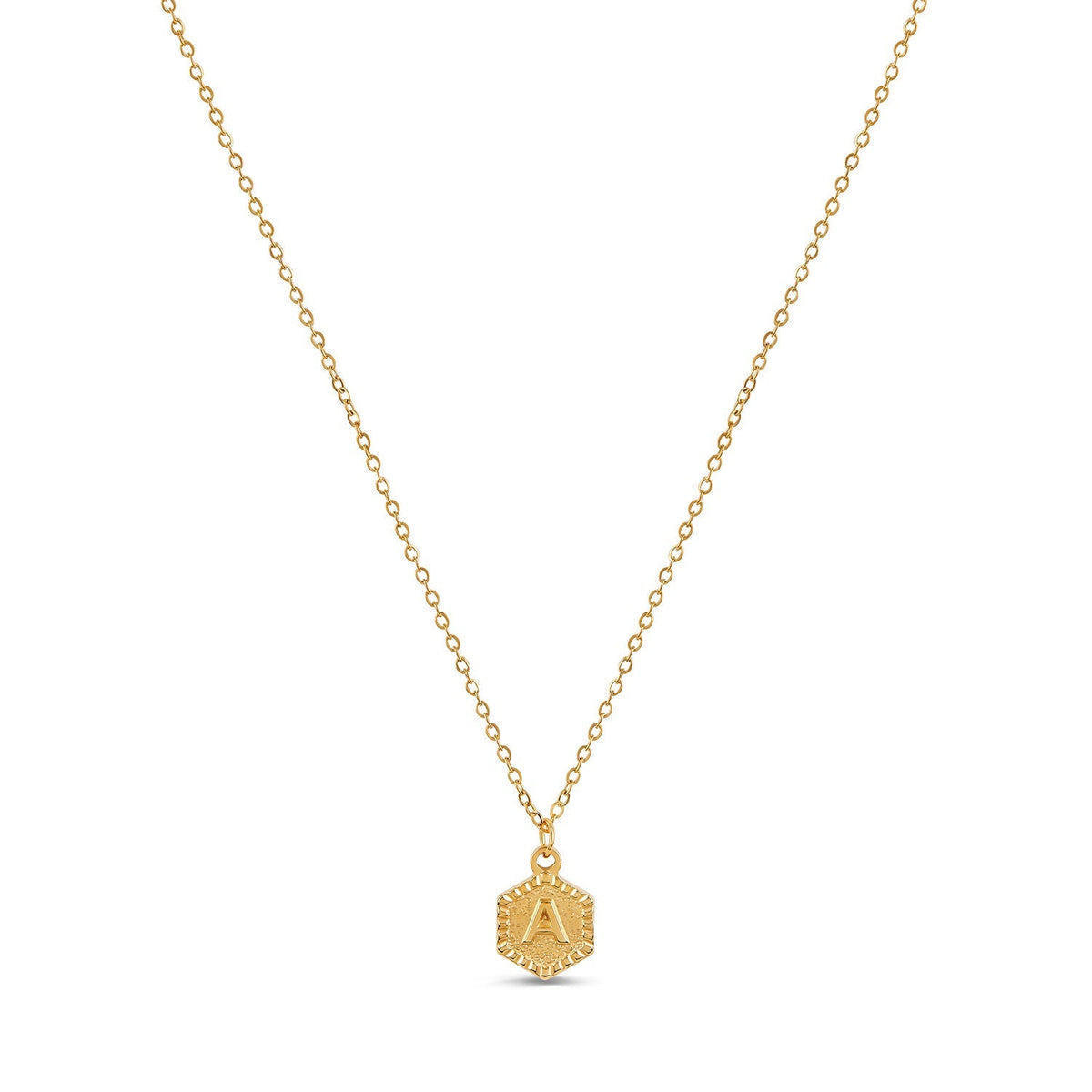 Colar Inicial Hexagonal Banhado a Ouro 18k