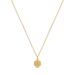 Colar Inicial Hexagonal Banhado a Ouro 18k