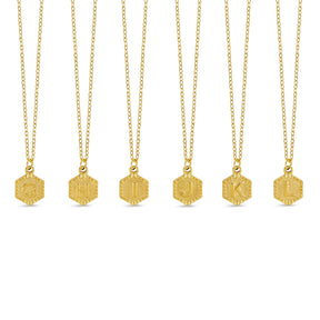 Colar Inicial Hexagonal Banhado a Ouro 18k