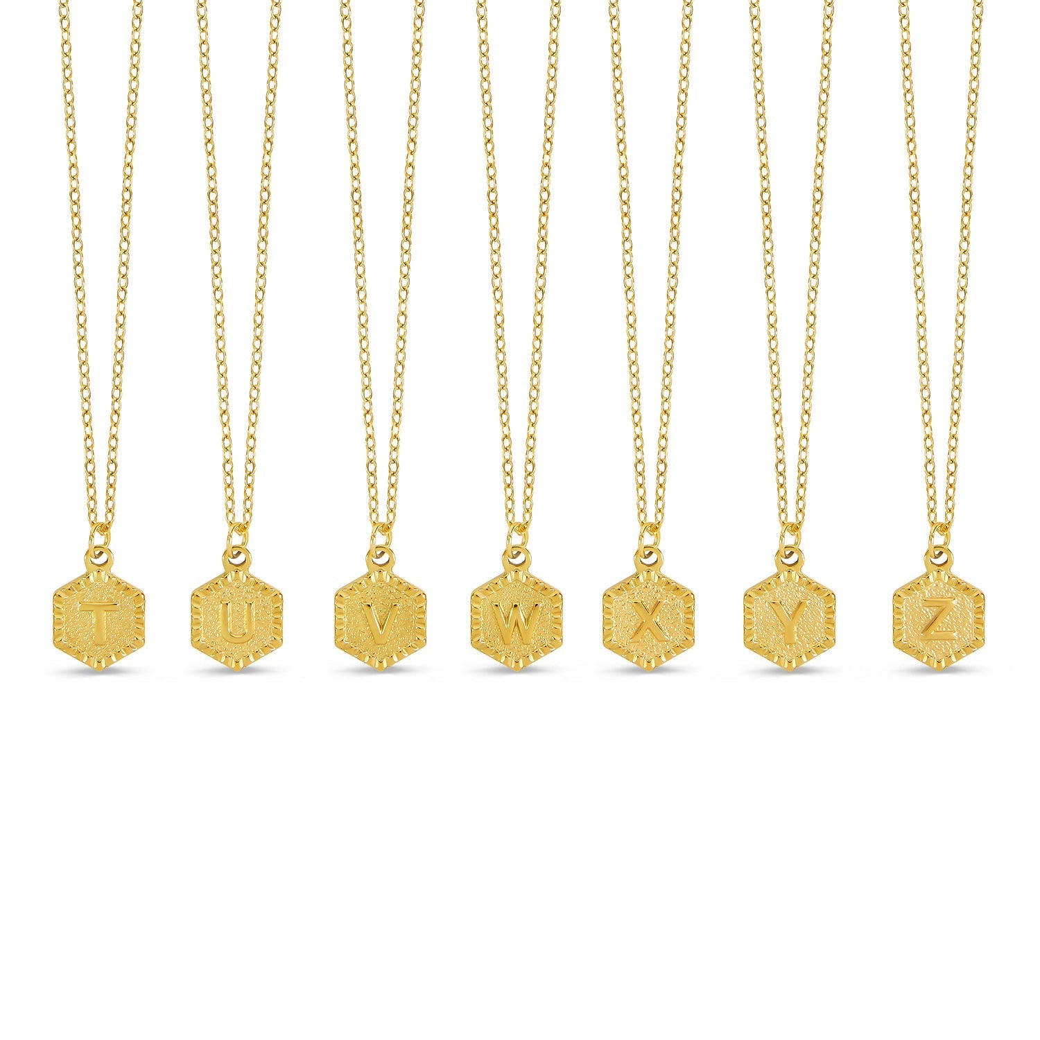 Colar Inicial Hexagonal Banhado a Ouro 18k