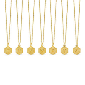 Colar Inicial Hexagonal Banhado a Ouro 18k