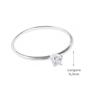 Anel de Prata Solitário - 64688