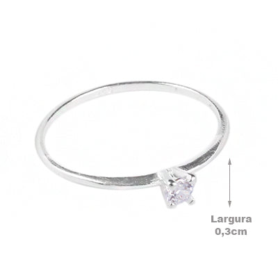 Anel de Prata Solitário - 64688