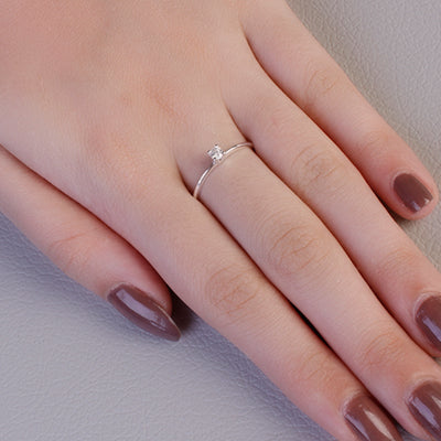 Anel de Prata Solitário - 64688