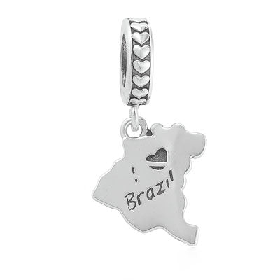 Berloque de Prata Mapa do Brasil - 66238