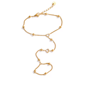 Pulseira de Dedo Coração com Zircônia Banhado a Ouro 18K