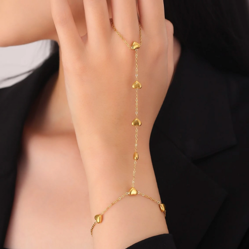 Pulseira de Dedo Coração Banhado a Ouro 18k