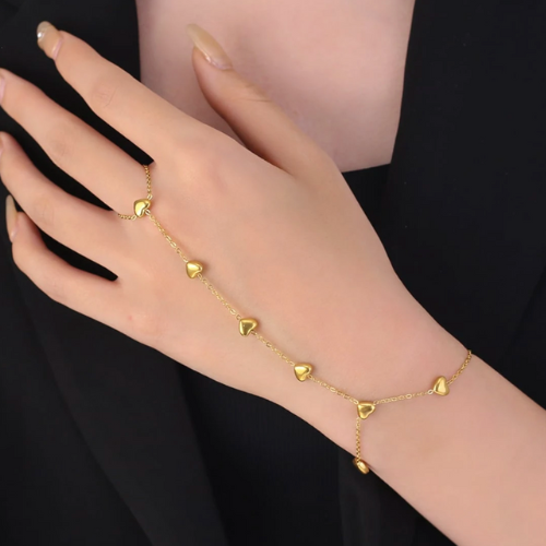 Pulseira de Dedo Coração Banhado a Ouro 18k