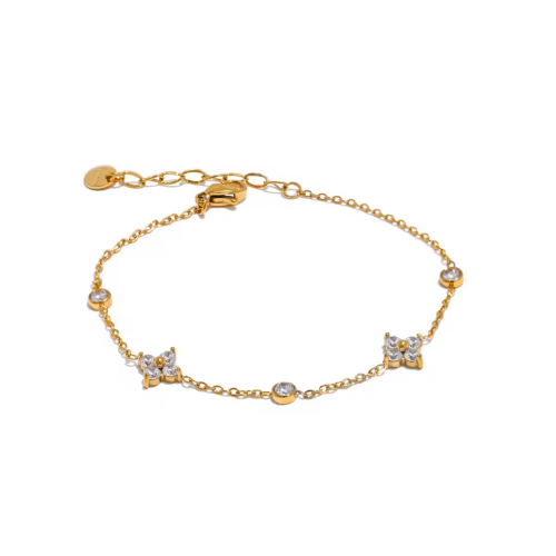 Pulseira Flor Delicada Banhada a Ouro 18k