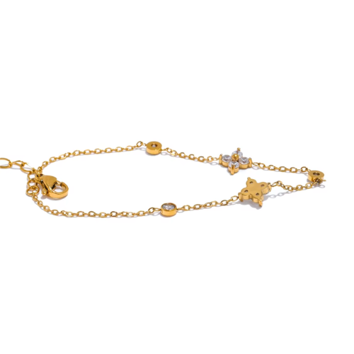 Pulseira Flor Delicada Banhada a Ouro 18k