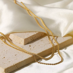 Colar Duplo Lunelle Banhado Ouro 18K