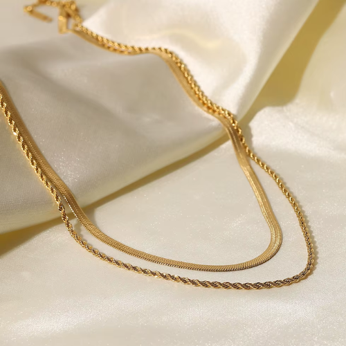 Colar Duplo Lunelle Banhado Ouro 18K