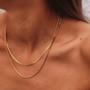 Colar Duplo Lunelle Banhado Ouro 18K