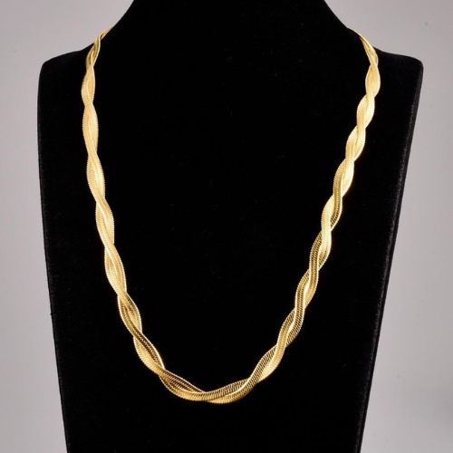 Colar Trançado 2 Camadas Banhado a Ouro 18k