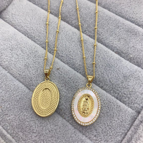 Colar Vigem Maria Pedra Natural com Zircônia