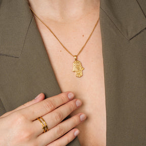 Colar de Mão Hamsa Banhado a Ouro 18k