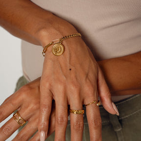 Pulseira Moeda Cent EUA Banhado a Ouro 18K