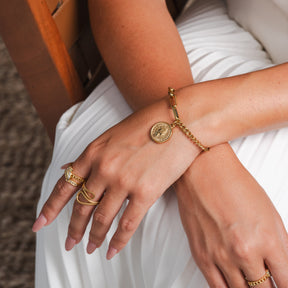 Pulseira Moeda Cent EUA Banhado a Ouro 18K