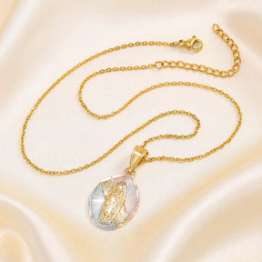 Colar Pingente Vigem Maria Tricolor