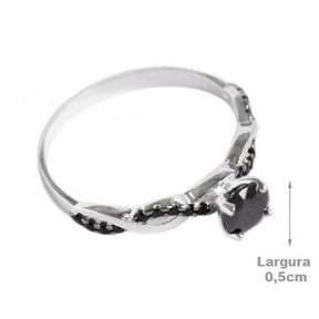 Anel de Prata com Zircônias - 57369