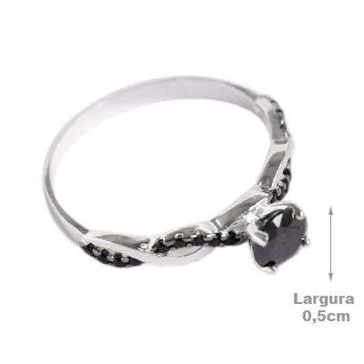 Anel de Prata com Zircônias - 57369